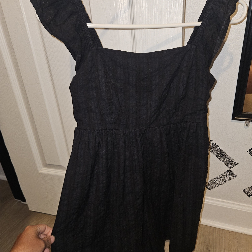Black Textured Romper